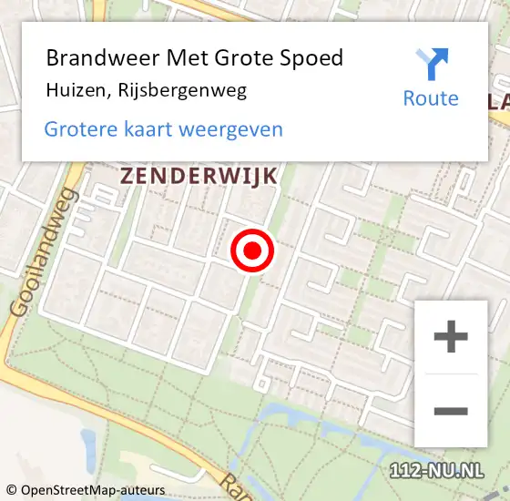 Locatie op kaart van de 112 melding: Brandweer Met Grote Spoed Naar Huizen, Rijsbergenweg op 23 juni 2018 08:27