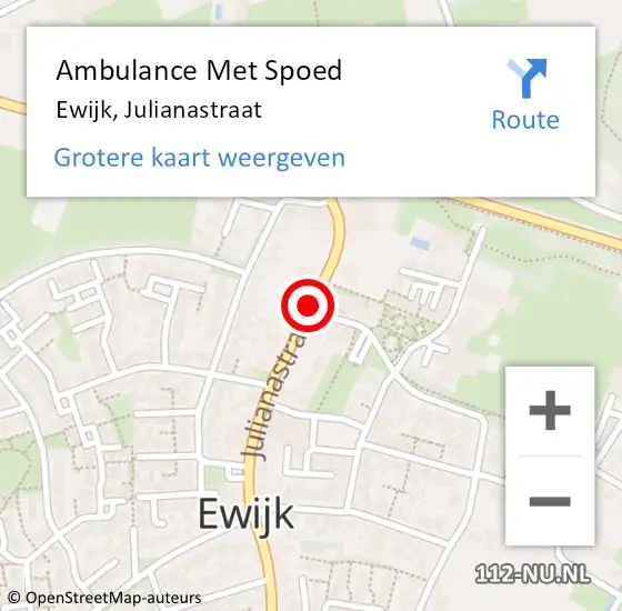 Locatie op kaart van de 112 melding: Ambulance Met Spoed Naar Ewijk, Julianastraat op 23 juni 2018 08:59