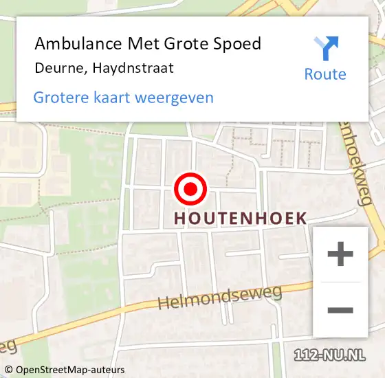 Locatie op kaart van de 112 melding: Ambulance Met Grote Spoed Naar Deurne, Haydnstraat op 23 juni 2018 09:13