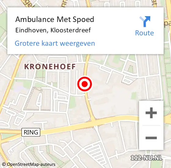 Locatie op kaart van de 112 melding: Ambulance Met Spoed Naar Eindhoven, Kloosterdreef op 23 juni 2018 10:06