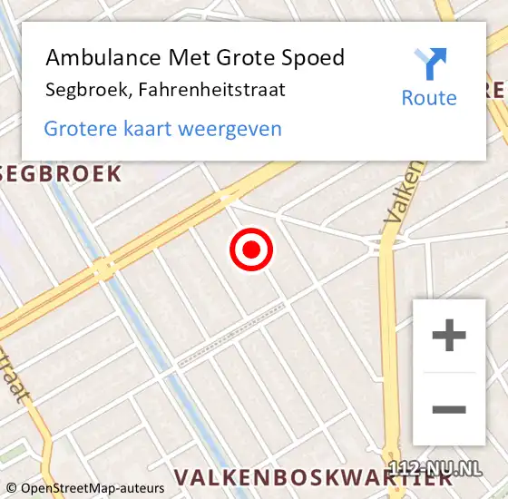 Locatie op kaart van de 112 melding: Ambulance Met Grote Spoed Naar Segbroek, Fahrenheitstraat op 23 juni 2018 10:46