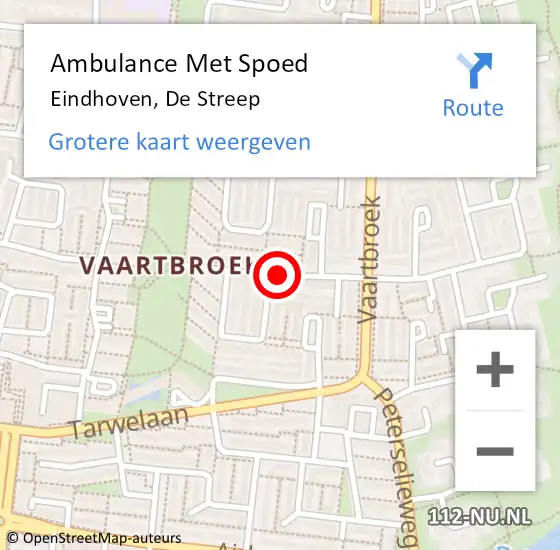 Locatie op kaart van de 112 melding: Ambulance Met Spoed Naar Eindhoven, De Streep op 23 juni 2018 10:48