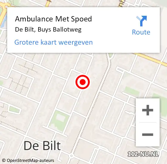 Locatie op kaart van de 112 melding: Ambulance Met Spoed Naar De Bilt, Buys Ballotweg op 23 juni 2018 10:49