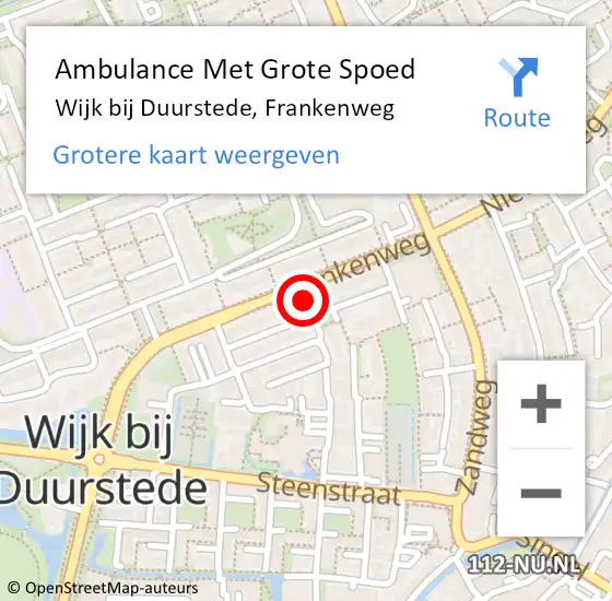 Locatie op kaart van de 112 melding: Ambulance Met Grote Spoed Naar Wijk bij Duurstede, Frankenweg op 23 juni 2018 11:01