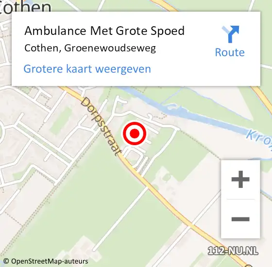 Locatie op kaart van de 112 melding: Ambulance Met Grote Spoed Naar Cothen, Groenewoudseweg op 23 juni 2018 11:11