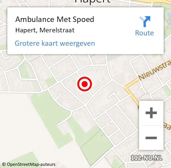 Locatie op kaart van de 112 melding: Ambulance Met Spoed Naar Hapert, Merelstraat op 23 juni 2018 11:25