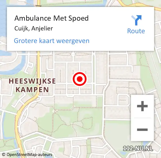 Locatie op kaart van de 112 melding: Ambulance Met Spoed Naar Cuijk, Anjelier op 23 juni 2018 11:47