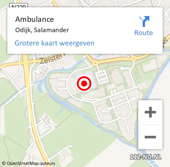 Locatie op kaart van de 112 melding: Ambulance Odijk, Salamander op 23 juni 2018 12:15