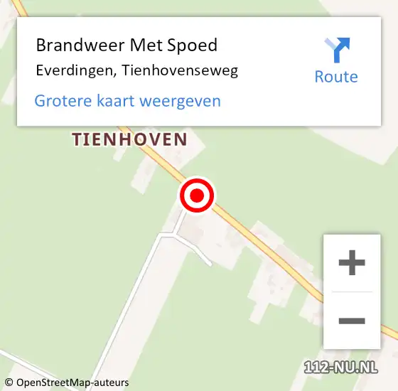 Locatie op kaart van de 112 melding: Brandweer Met Spoed Naar Everdingen, Tienhovenseweg op 23 juni 2018 13:00