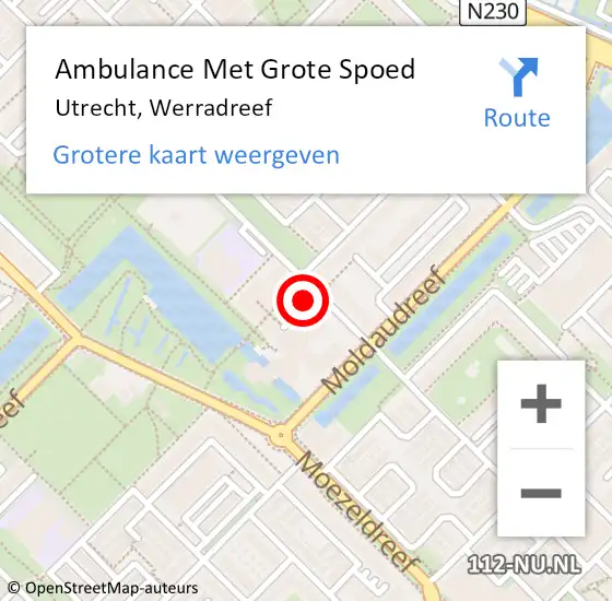 Locatie op kaart van de 112 melding: Ambulance Met Grote Spoed Naar Utrecht, Werradreef op 23 juni 2018 13:16
