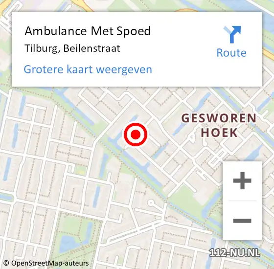 Locatie op kaart van de 112 melding: Ambulance Met Spoed Naar Tilburg, Beilenstraat op 23 juni 2018 13:20