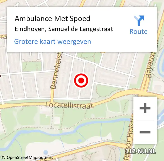 Locatie op kaart van de 112 melding: Ambulance Met Spoed Naar Eindhoven, Samuel de Langestraat op 23 juni 2018 13:25