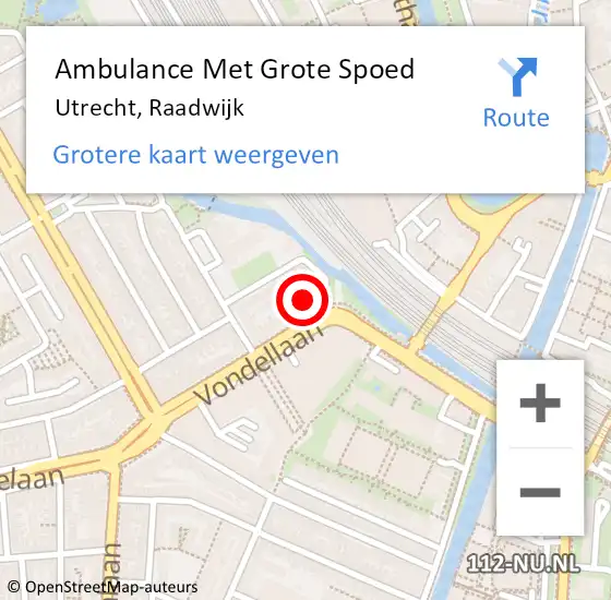 Locatie op kaart van de 112 melding: Ambulance Met Grote Spoed Naar Utrecht, Raadwijk op 23 juni 2018 13:34