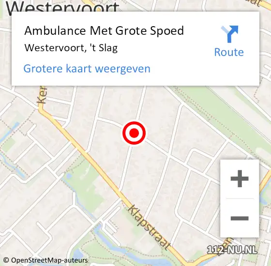 Locatie op kaart van de 112 melding: Ambulance Met Grote Spoed Naar Westervoort, 't Slag op 23 juni 2018 14:26