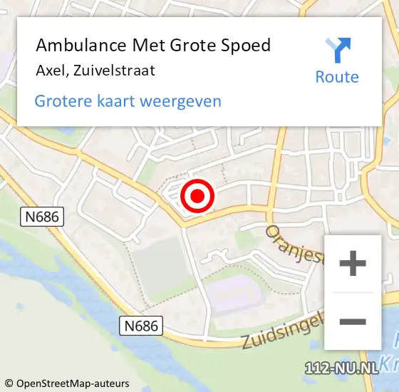 Locatie op kaart van de 112 melding: Ambulance Met Grote Spoed Naar Axel, Zuivelstraat op 23 juni 2018 14:34