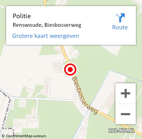 Locatie op kaart van de 112 melding: Politie Renswoude, Biesbosserweg op 23 juni 2018 14:42