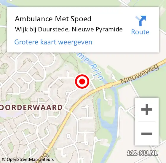 Locatie op kaart van de 112 melding: Ambulance Met Spoed Naar Wijk bij Duurstede, Nieuwe Pyramide op 23 juni 2018 15:34