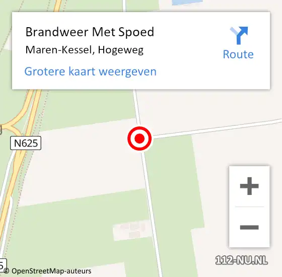 Locatie op kaart van de 112 melding: Brandweer Met Spoed Naar Maren-Kessel, Hogeweg op 23 juni 2018 16:04