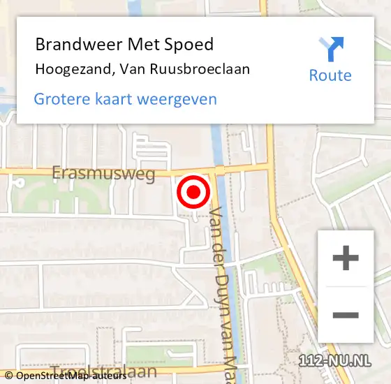 Locatie op kaart van de 112 melding: Brandweer Met Spoed Naar Hoogezand, Van Ruusbroeclaan op 23 juni 2018 16:20