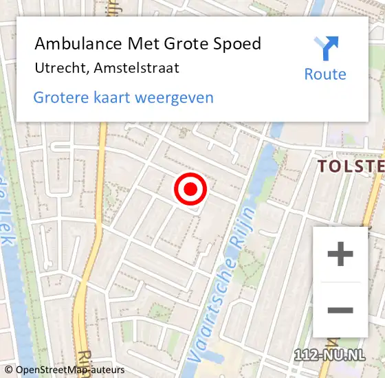 Locatie op kaart van de 112 melding: Ambulance Met Grote Spoed Naar Utrecht, Amstelstraat op 23 juni 2018 16:21