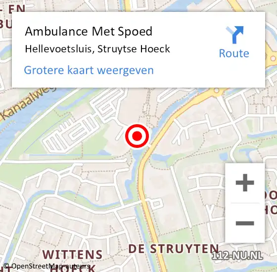 Locatie op kaart van de 112 melding: Ambulance Met Spoed Naar Hellevoetsluis, Struytse Hoeck op 23 juni 2018 16:39