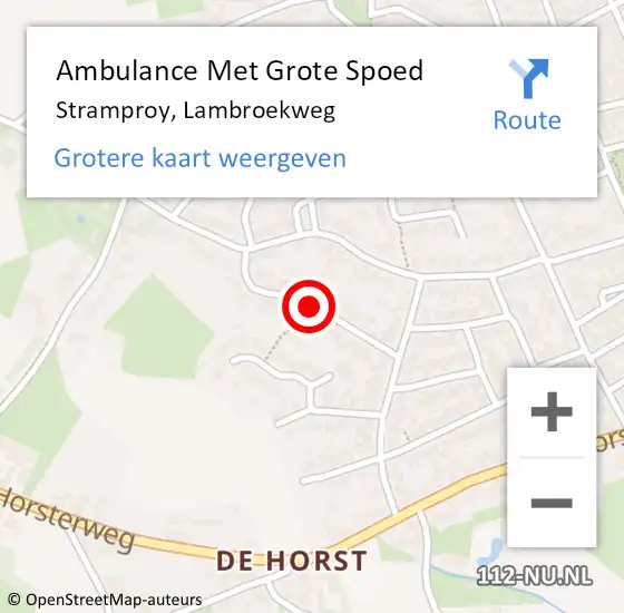 Locatie op kaart van de 112 melding: Ambulance Met Grote Spoed Naar Stramproy, Lambroekweg op 23 juni 2018 17:06