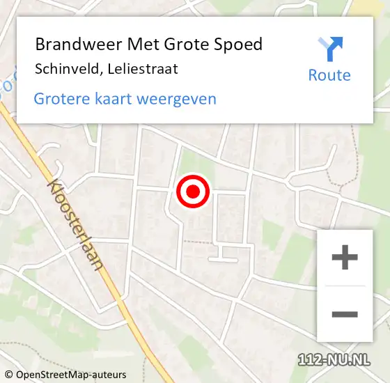 Locatie op kaart van de 112 melding: Brandweer Met Grote Spoed Naar Schinveld, Leliestraat op 23 juni 2018 17:40