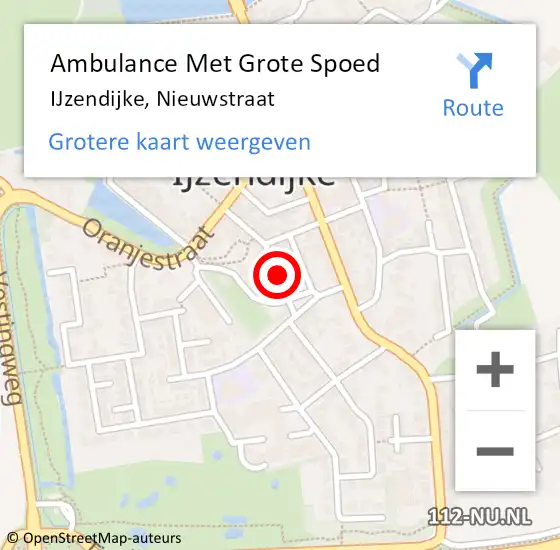Locatie op kaart van de 112 melding: Ambulance Met Grote Spoed Naar IJzendijke, Nieuwstraat op 23 juni 2018 18:12