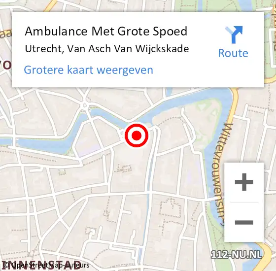 Locatie op kaart van de 112 melding: Ambulance Met Grote Spoed Naar Utrecht, Van Asch Van Wijckskade op 23 juni 2018 18:25