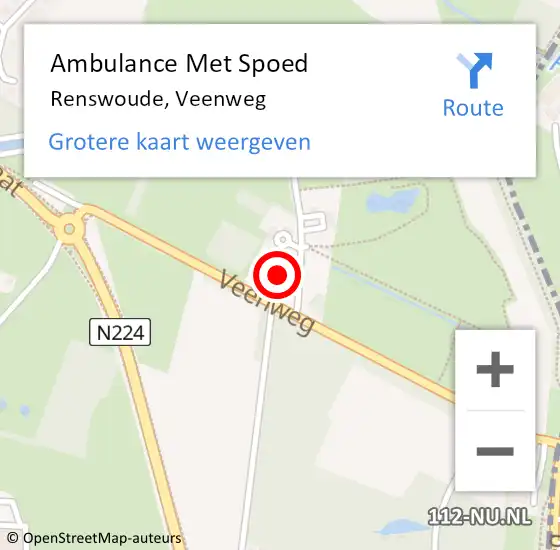 Locatie op kaart van de 112 melding: Ambulance Met Spoed Naar Renswoude, Veenweg op 23 juni 2018 18:30