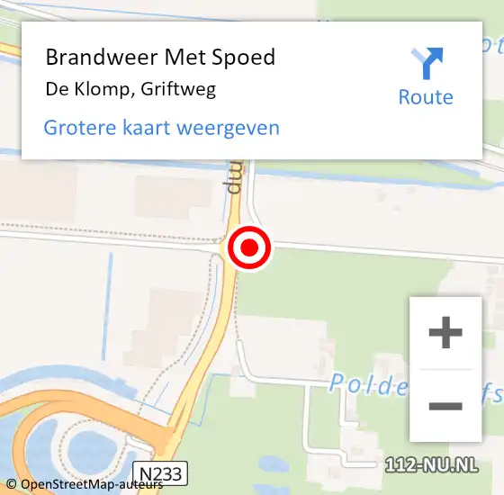 Locatie op kaart van de 112 melding: Brandweer Met Spoed Naar De Klomp, Griftweg op 23 juni 2018 18:30