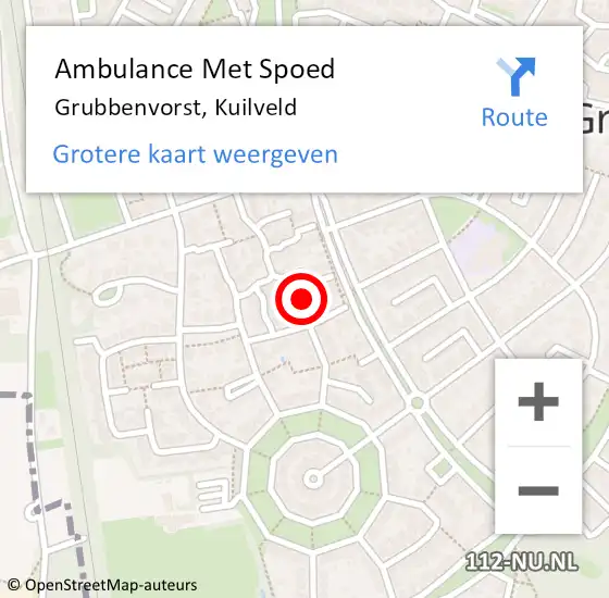 Locatie op kaart van de 112 melding: Ambulance Met Spoed Naar Grubbenvorst, Kuilveld op 28 februari 2014 15:04