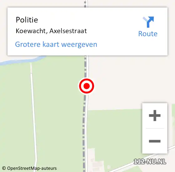 Locatie op kaart van de 112 melding: Politie Koewacht, Axelsestraat op 23 juni 2018 19:05