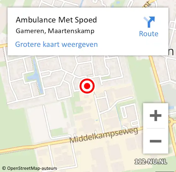 Locatie op kaart van de 112 melding: Ambulance Met Spoed Naar Gameren, Maartenskamp op 23 juni 2018 19:11