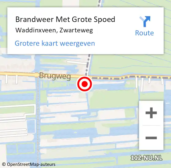 Locatie op kaart van de 112 melding: Brandweer Met Grote Spoed Naar Waddinxveen, Zwarteweg op 28 februari 2014 15:08