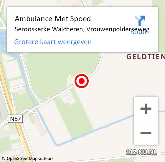 Locatie op kaart van de 112 melding: Ambulance Met Spoed Naar Serooskerke Walcheren, Vrouwenpolderseweg op 23 juni 2018 19:47