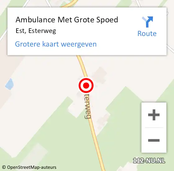 Locatie op kaart van de 112 melding: Ambulance Met Grote Spoed Naar Est, Esterweg op 23 juni 2018 19:49