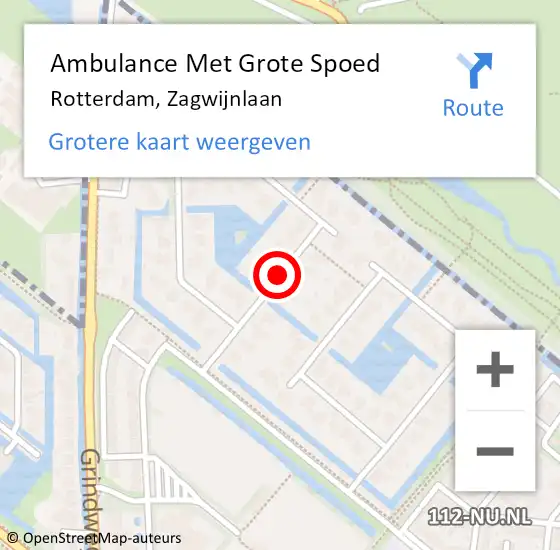 Locatie op kaart van de 112 melding: Ambulance Met Grote Spoed Naar Rotterdam, Zagwijnlaan op 23 juni 2018 20:26