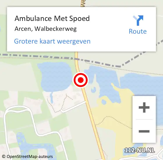 Locatie op kaart van de 112 melding: Ambulance Met Spoed Naar Arcen, Walbeckerweg op 23 juni 2018 21:07