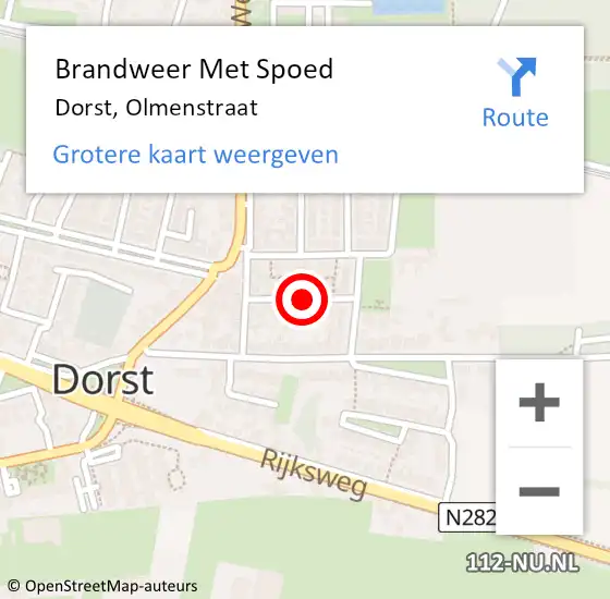 Locatie op kaart van de 112 melding: Brandweer Met Spoed Naar Dorst, Olmenstraat op 23 juni 2018 21:17