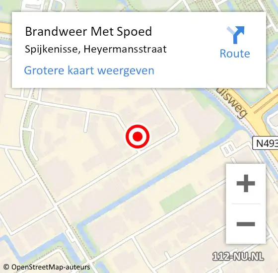 Locatie op kaart van de 112 melding: Brandweer Met Spoed Naar Spijkenisse, Heyermansstraat op 23 juni 2018 21:33