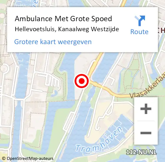 Locatie op kaart van de 112 melding: Ambulance Met Grote Spoed Naar Hellevoetsluis, Kanaalweg Westzijde op 23 juni 2018 21:51