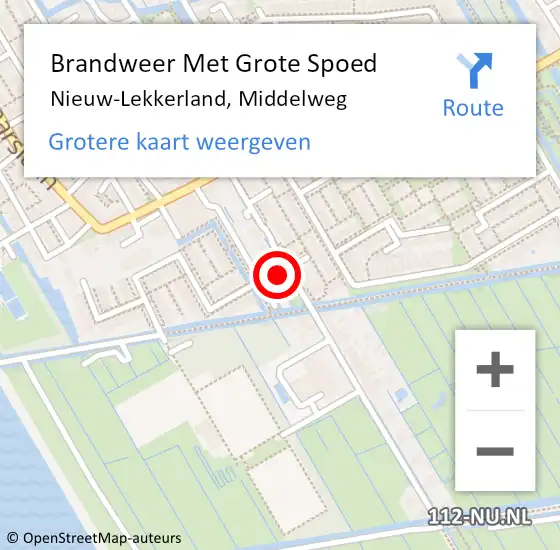 Locatie op kaart van de 112 melding: Brandweer Met Grote Spoed Naar Nieuw-Lekkerland, Middelweg op 23 juni 2018 22:00