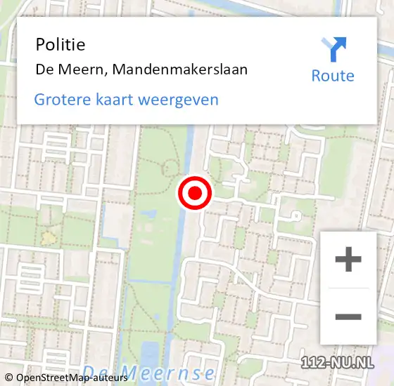 Locatie op kaart van de 112 melding: Politie De Meern, Mandenmakerslaan op 23 juni 2018 22:02