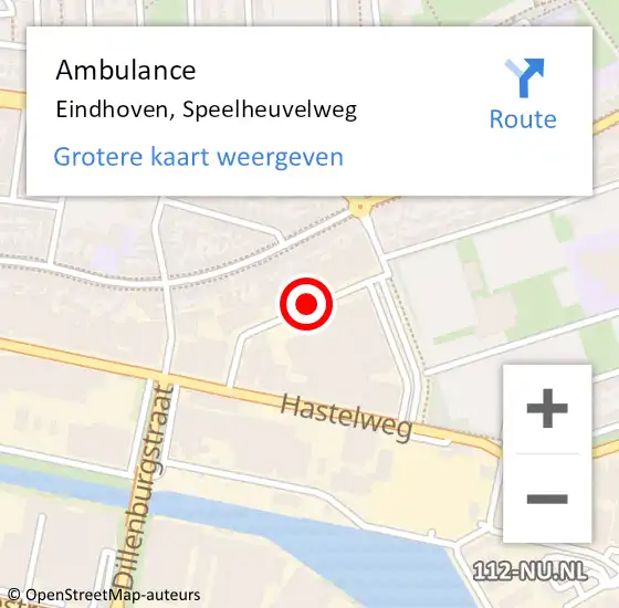 Locatie op kaart van de 112 melding: Ambulance Eindhoven, Speelheuvelweg op 23 juni 2018 22:19