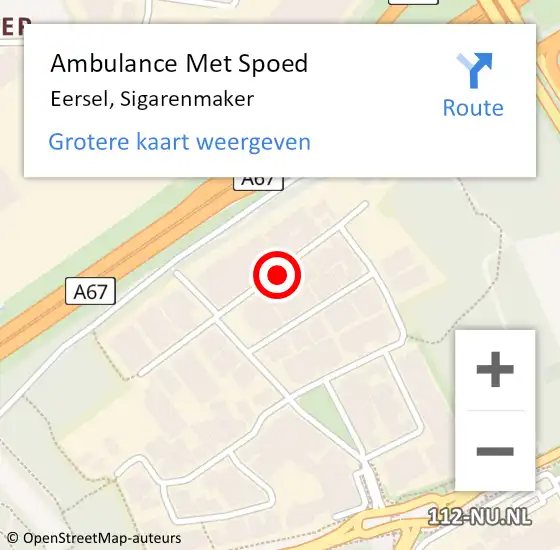 Locatie op kaart van de 112 melding: Ambulance Met Spoed Naar Eersel, Sigarenmaker op 23 juni 2018 23:08