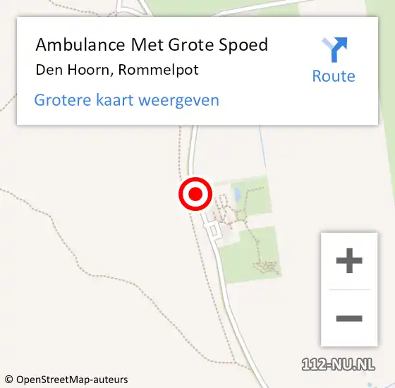 Locatie op kaart van de 112 melding: Ambulance Met Grote Spoed Naar Den Hoorn, Rommelpot op 23 juni 2018 23:30