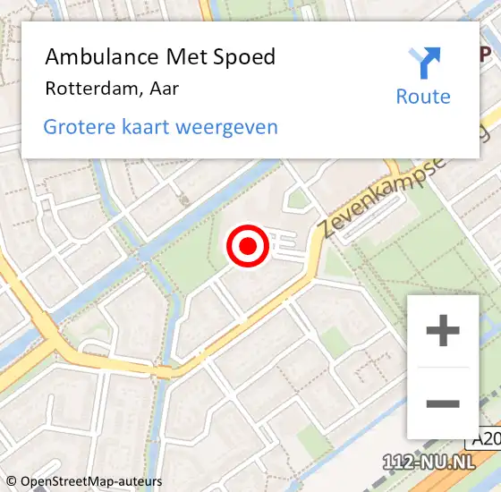 Locatie op kaart van de 112 melding: Ambulance Met Spoed Naar Rotterdam, Aar op 23 juni 2018 23:34