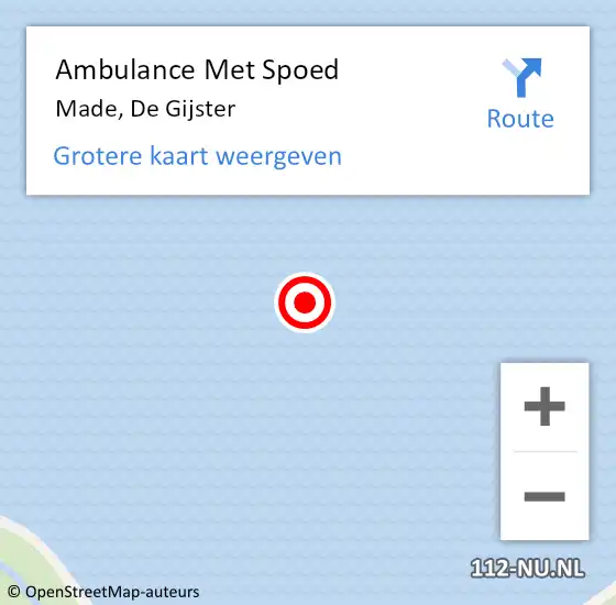 Locatie op kaart van de 112 melding: Ambulance Met Spoed Naar Made, De Gijster op 23 juni 2018 23:55