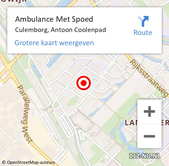 Locatie op kaart van de 112 melding: Ambulance Met Spoed Naar Culemborg, Antoon Coolenpad op 23 juni 2018 23:59